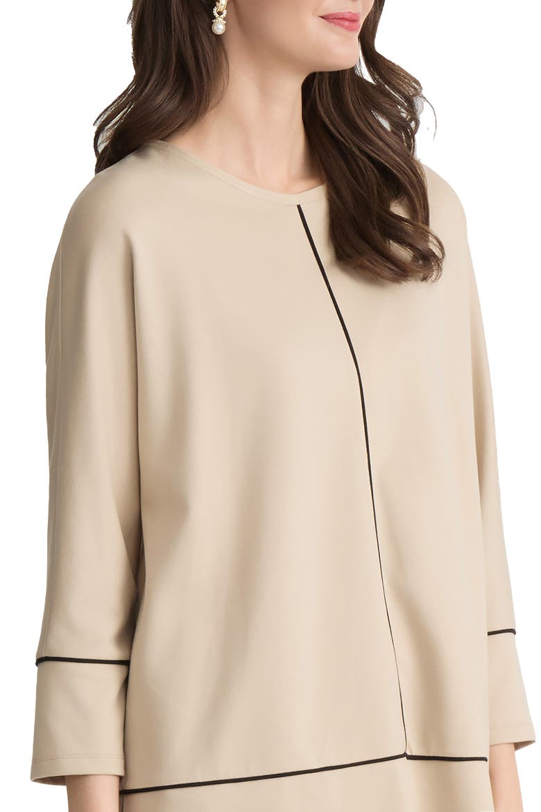 Piped Dolman Sleeve Tunic, Alternate, color, JONES KHAKI / JONES BLACK