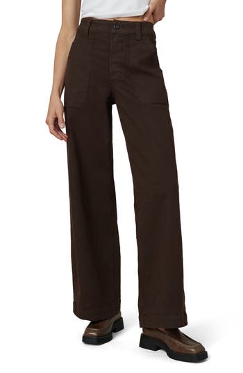 Joe's The Chloe High Waist Wide Leg Utility Jeans In Brown