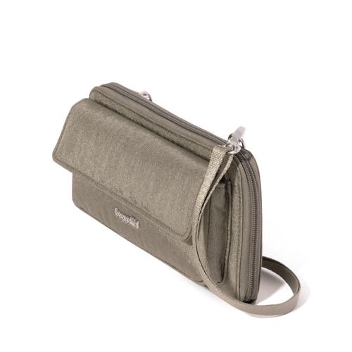 Baggallini Rfid Phone Wallet Crossbody Bag In Sterling Shimmer