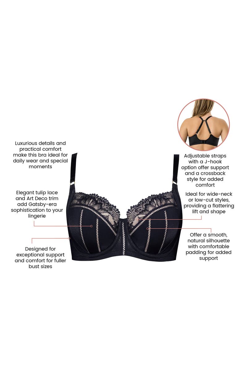 Parfait Charlene Padded Balconette Bra, Alternate, color, Black
