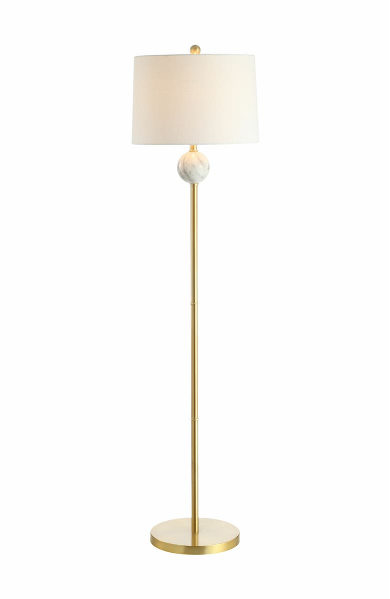 JONATHAN Y Vaughn Modern Metal/Resin LED Floor Lamp, Main, color, Brass Gold/White