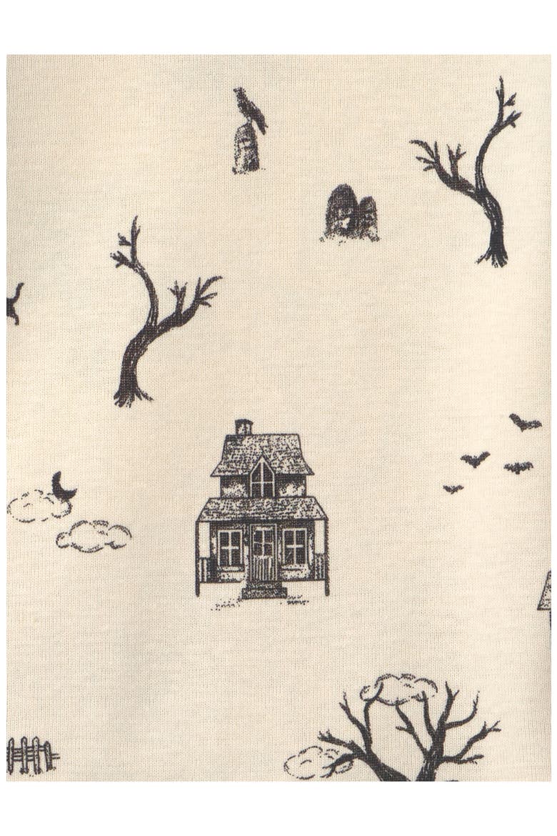 Print Fitted Organic Cotton Two-Piece Pajamas, Alternate, color, SPOOKY LANDSCAPE