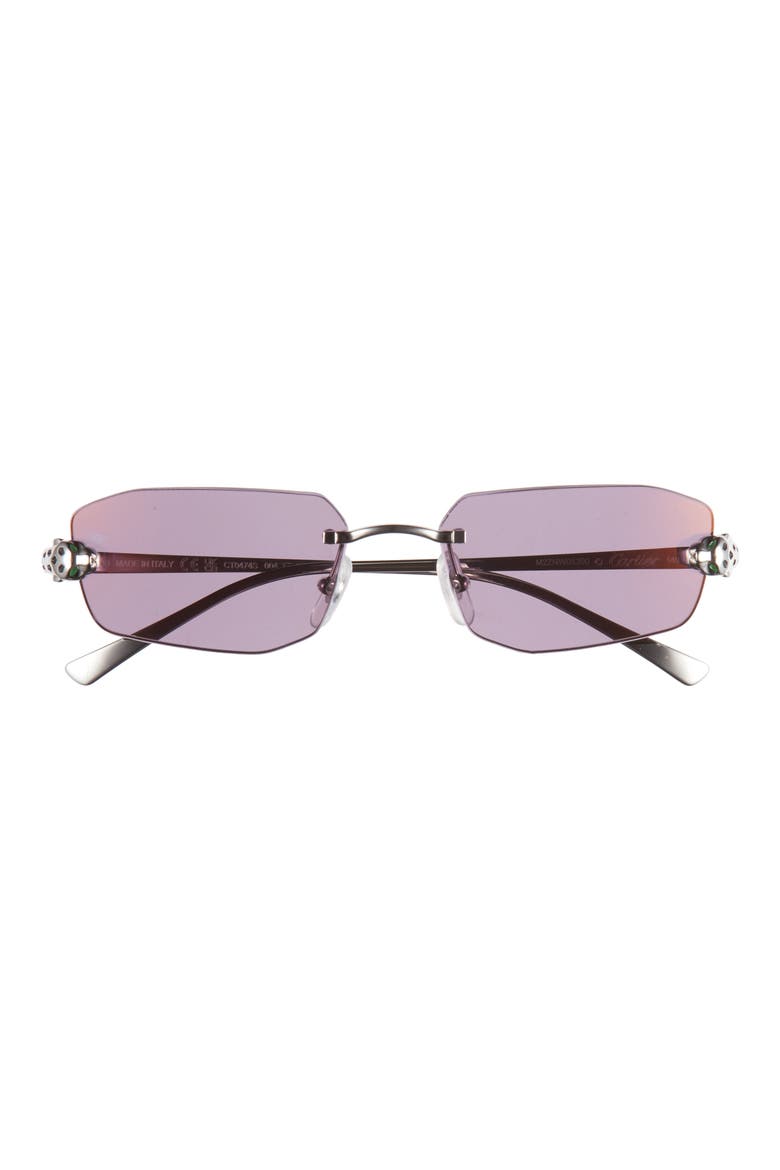 56mm Geometric Sunglasses, Main, color, SILVER PURPLE