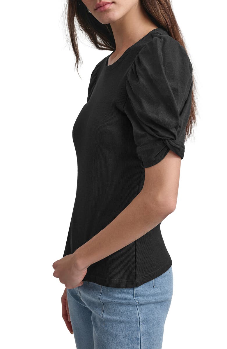 DKNY Twist Sleeve Rib Top, Alternate, color,