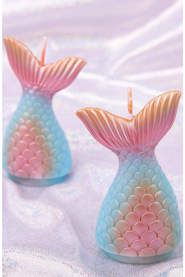 Mermaid Tail Candle, Alternate, color, Metallic Finish