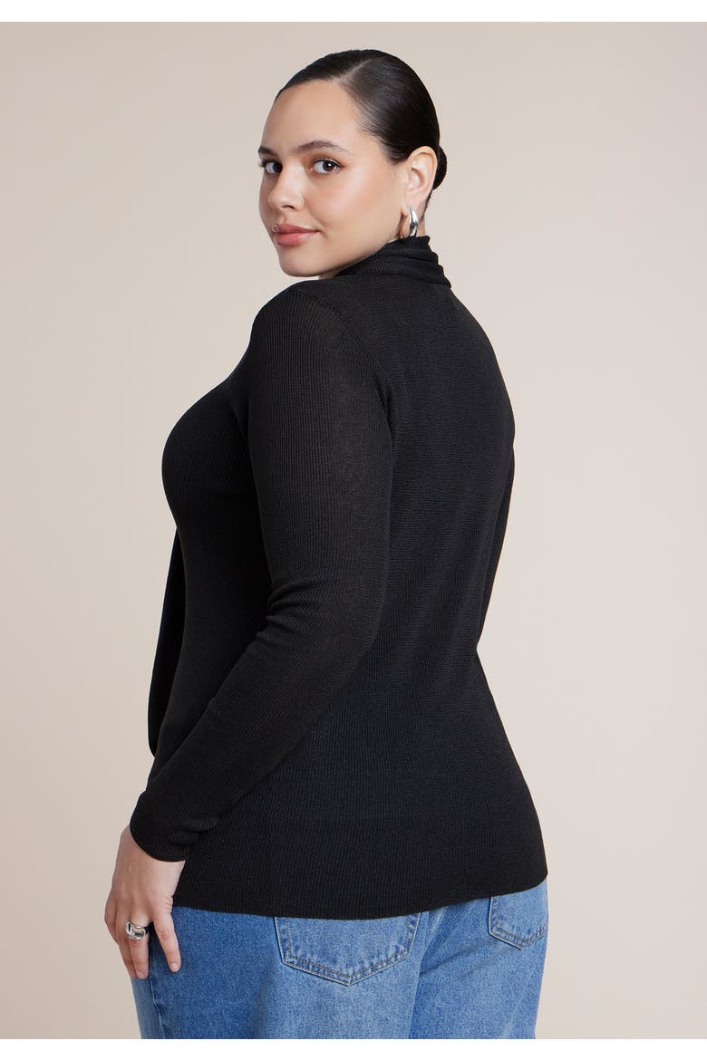 Fitted Sweater With Neck Tie, Alternate, color, BLACK ONYX
