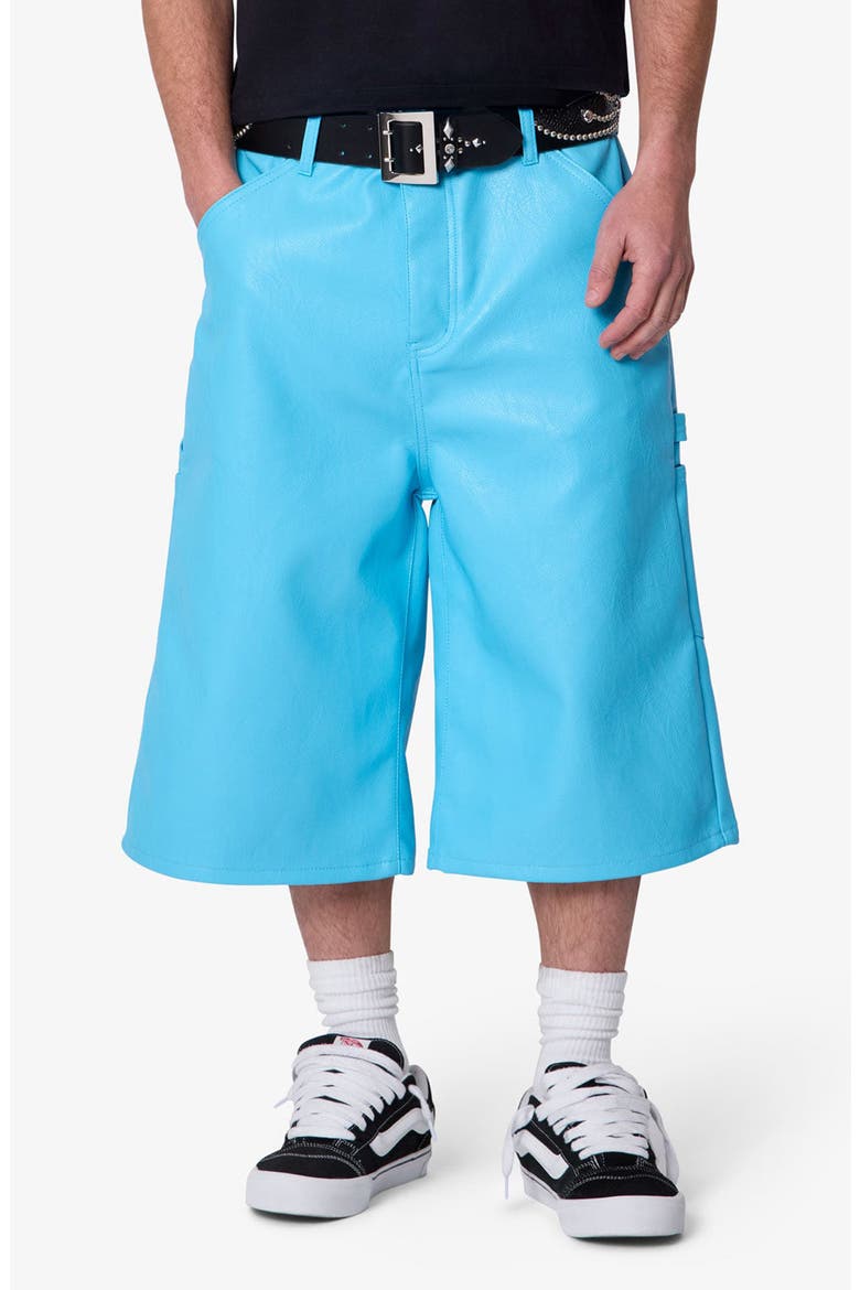 Ultra Baggy Faux Leather Work Shorts, Main, color, BLUE