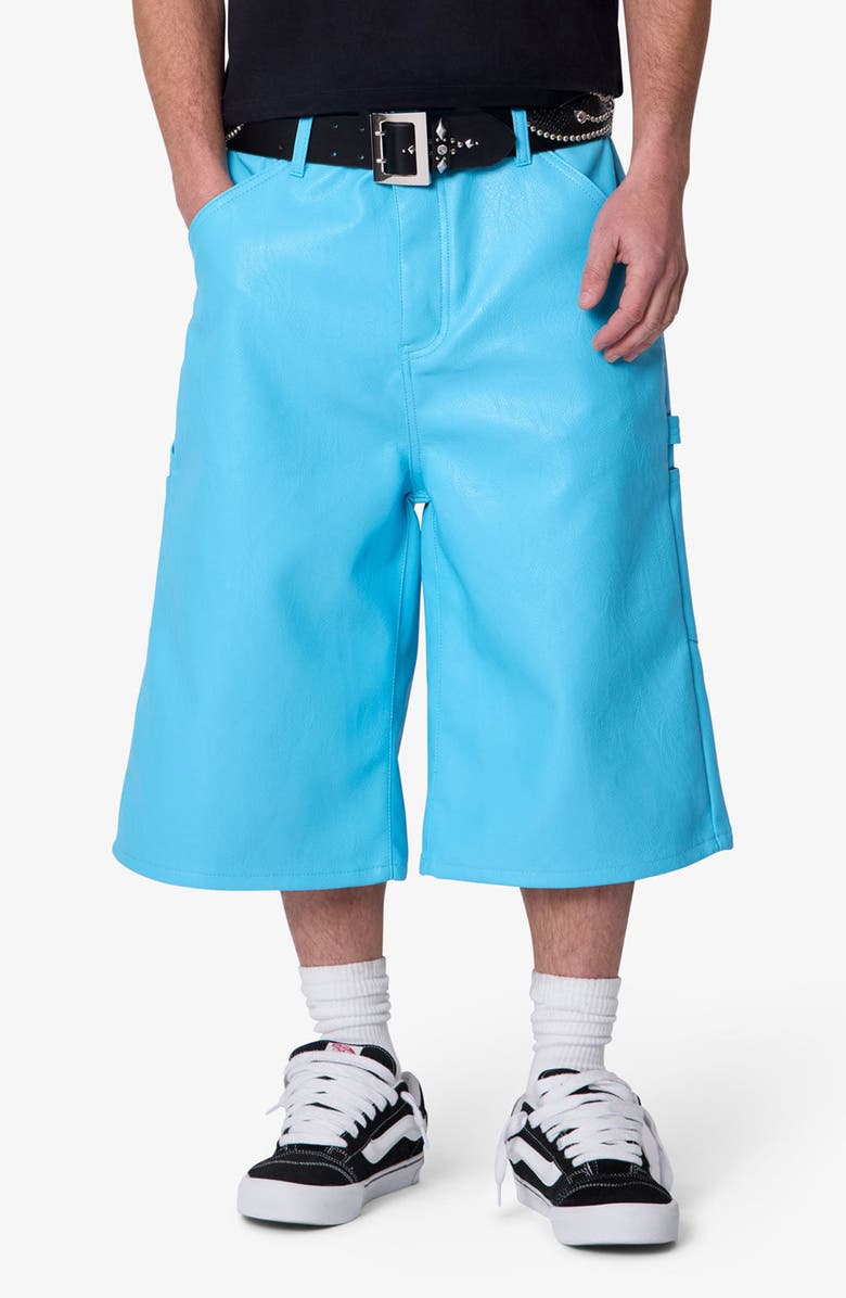 mnml Ultra Baggy Faux Leather Work Shorts, Main, color,