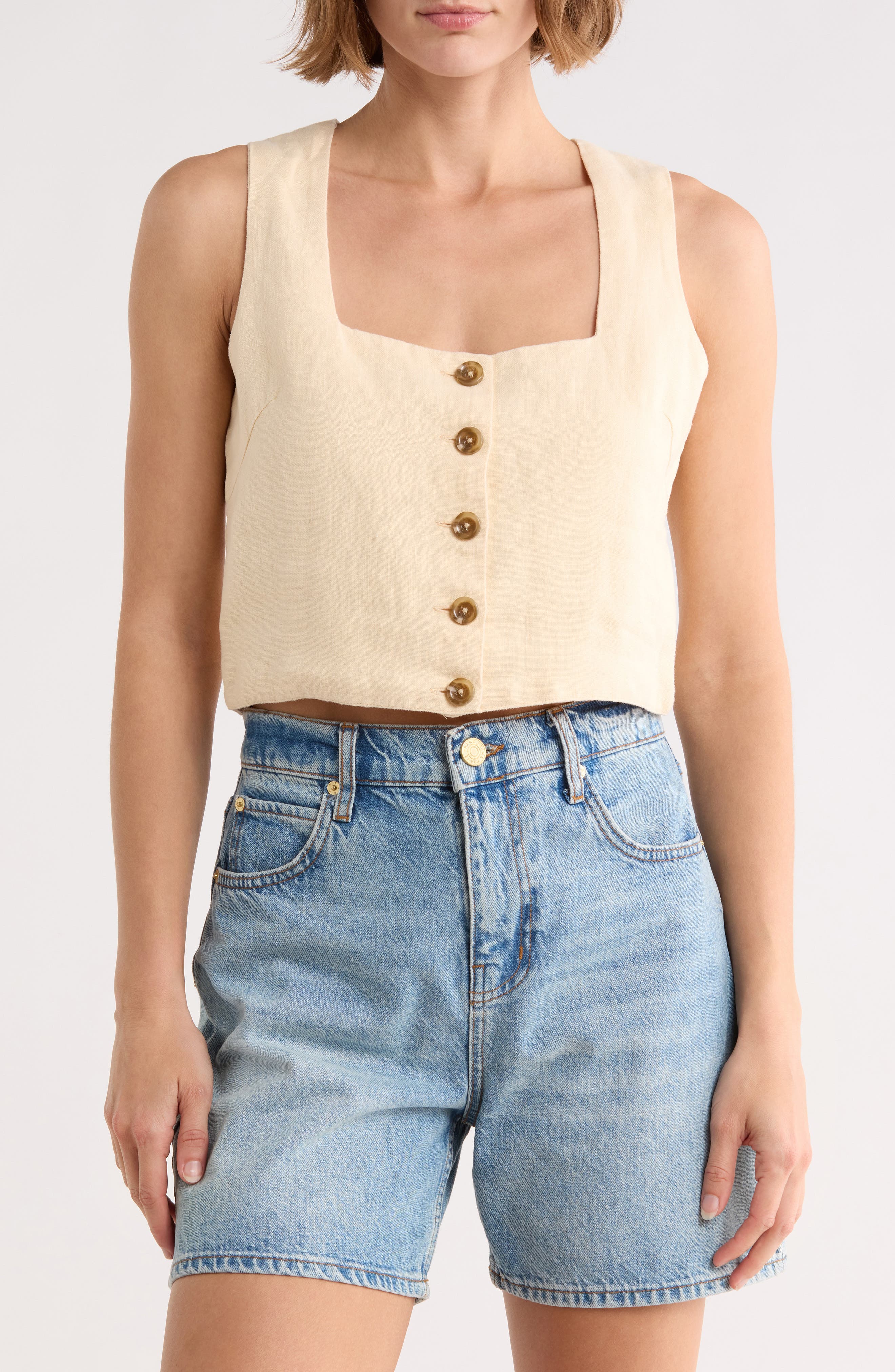 DL1961 Lizzie Button Crop Top