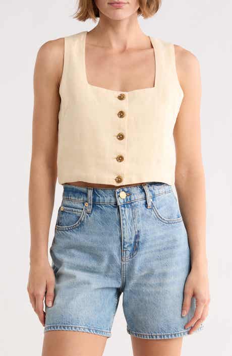DL1961 Lizzie Button Crop Top