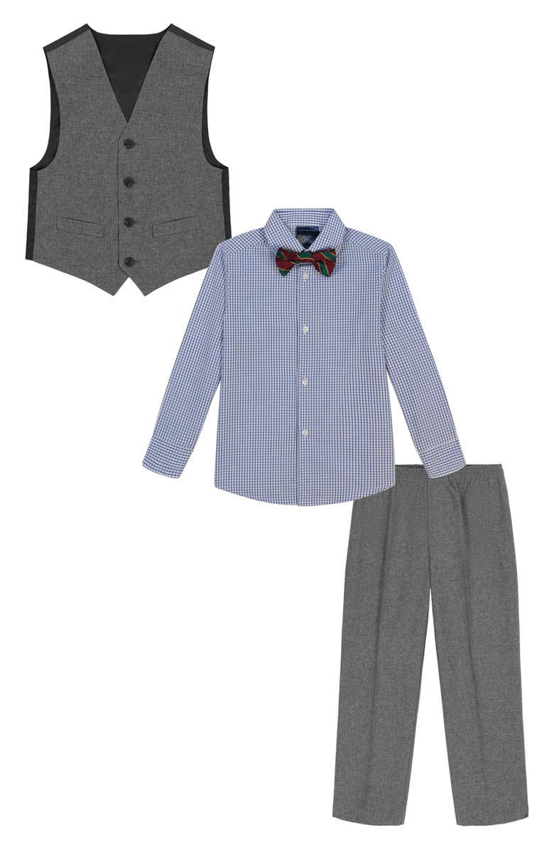 Tommy Hilfiger Kids' Plaid Shirt, Vest, Bow Tie & Pants Set, Main, color, 