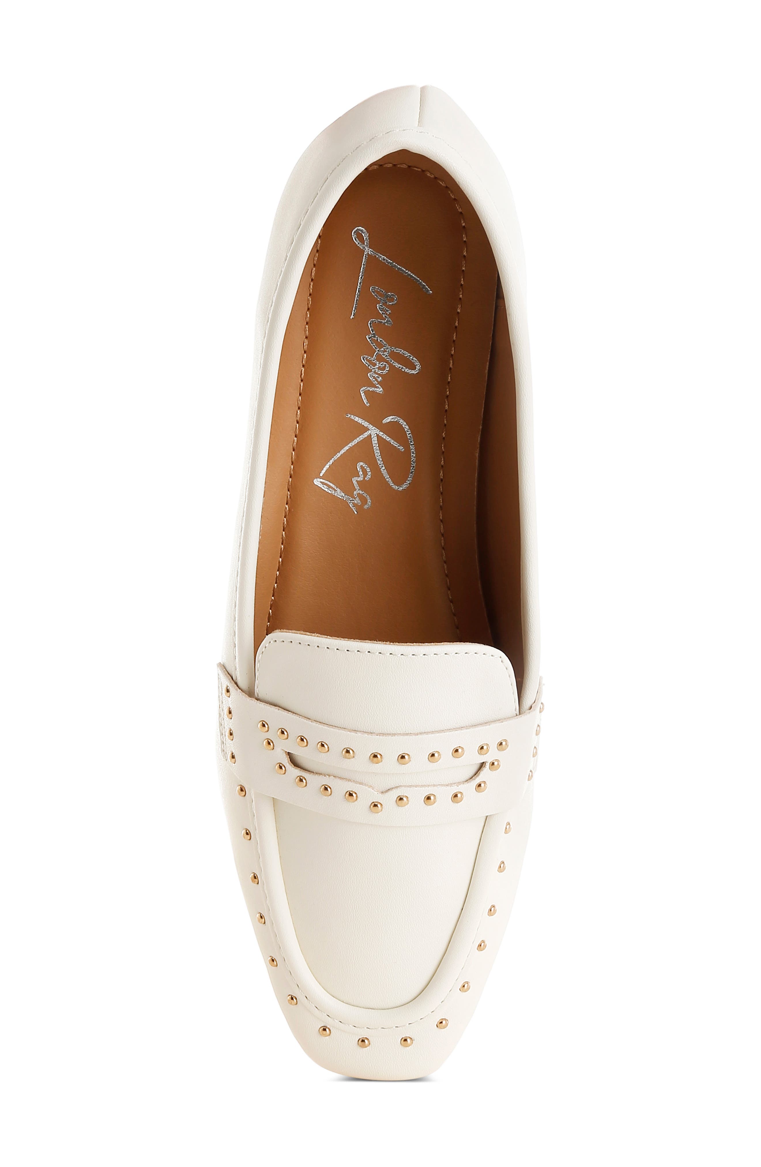 LONDON RAG Dorlina Studded Flat, Alternate, color, White