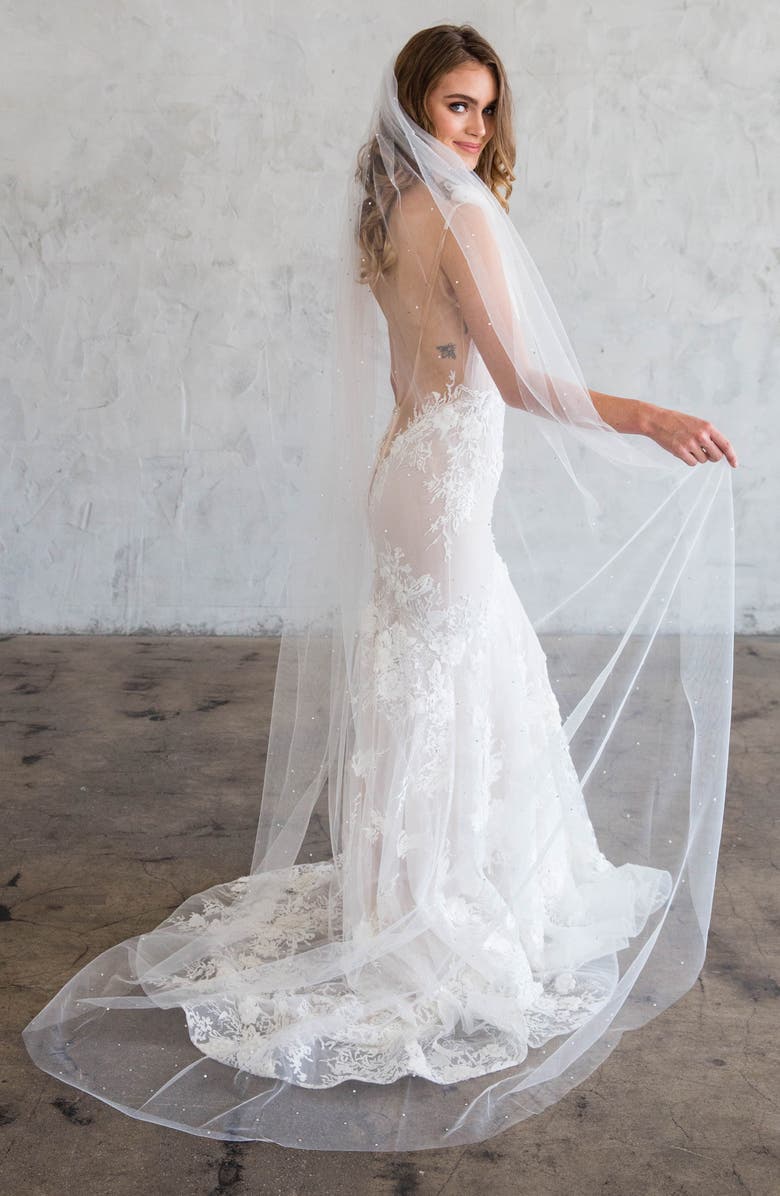 Brides & Hairpins Estee Swarovski Crystal Chapel Veil, Alternate, color, Ivory