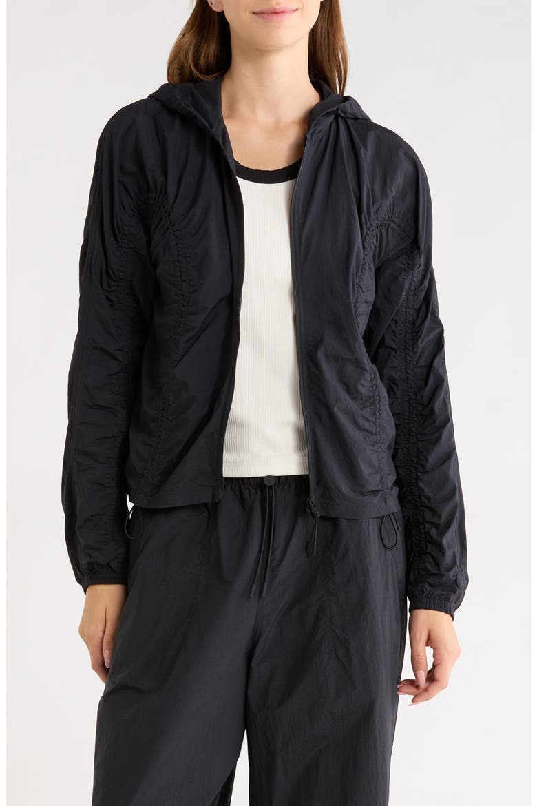 x Zendaya Ruched Lightweight Performance Jacket, Main, color, BLACK