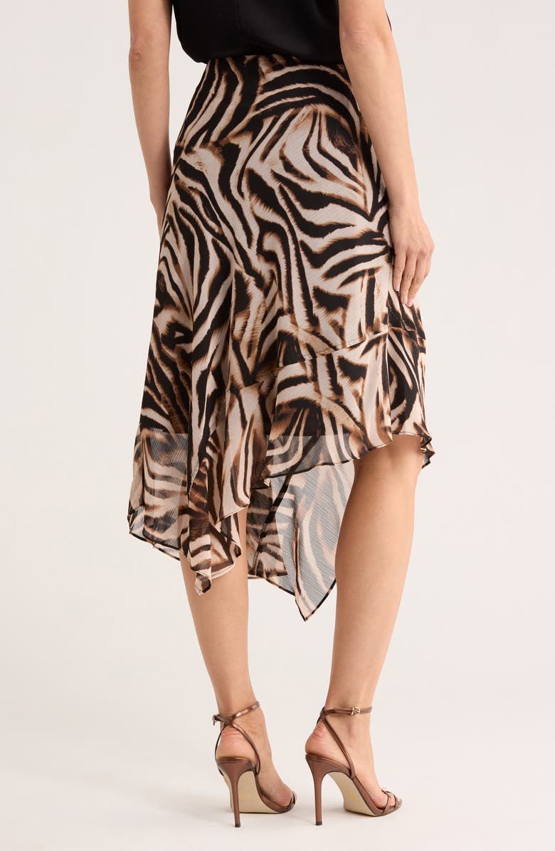 DKNY Ruffle Chiffon Skirt, Alternate, color, Blurred Zebra