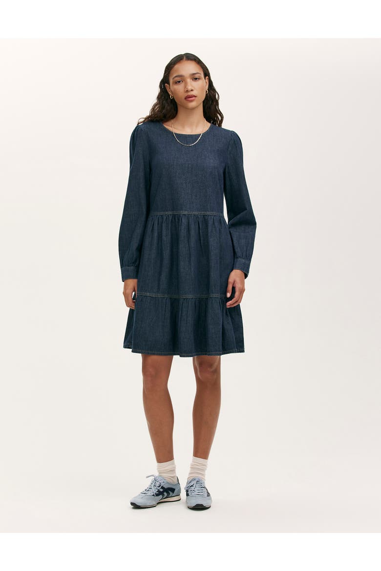 Nancy Denim Short Tiered Dress, Main, color, Indigo