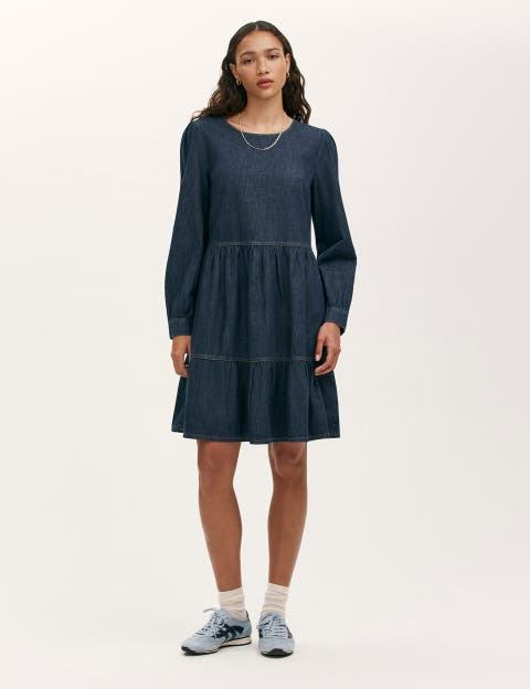 Nancy Denim Short Tiered Dress