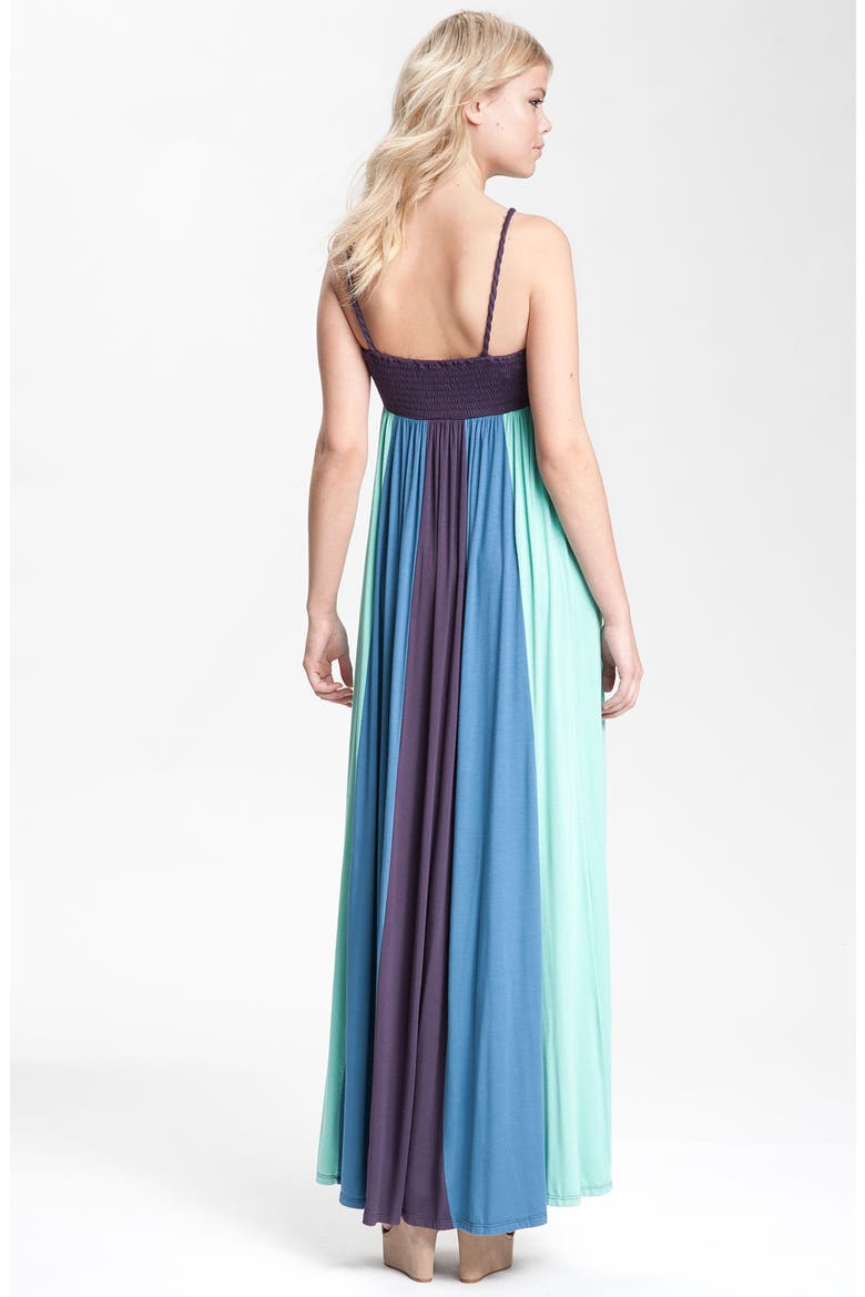 'Skylar' Colorblock Bandeau Maxi Dress, Alternate, color, EVERGLADE