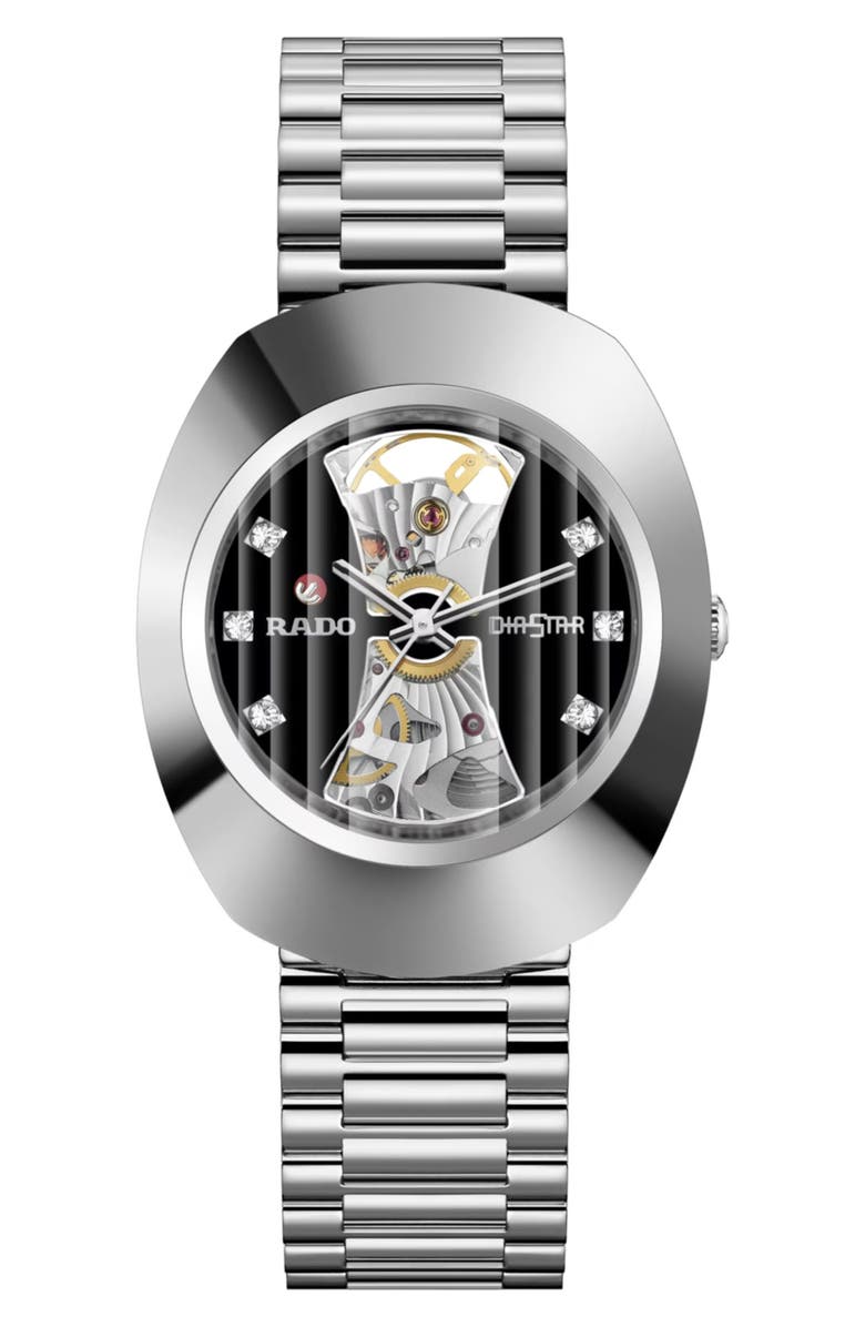 RADO DiaStar Original Skeleton Open Heart Automatic Bracelet Watch, 35mm, Main, color,