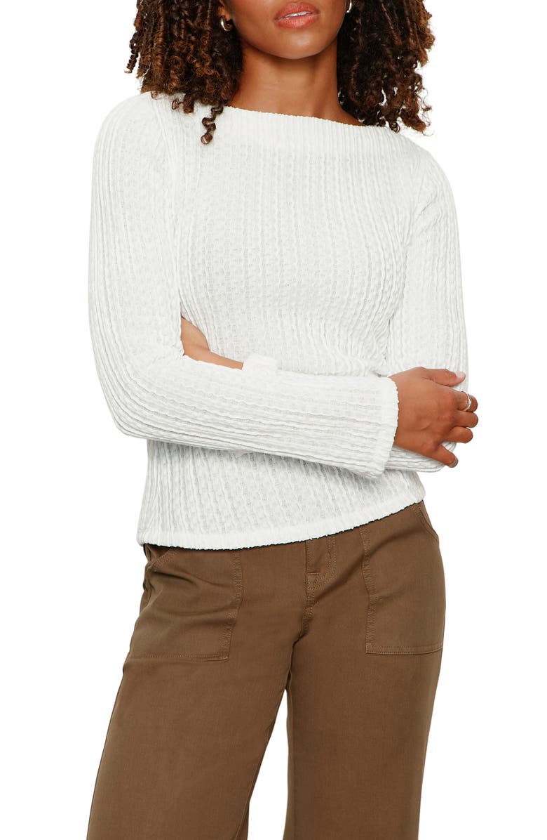 Sanctuary Boat Neck Rib Top, Main, color, Chalk White