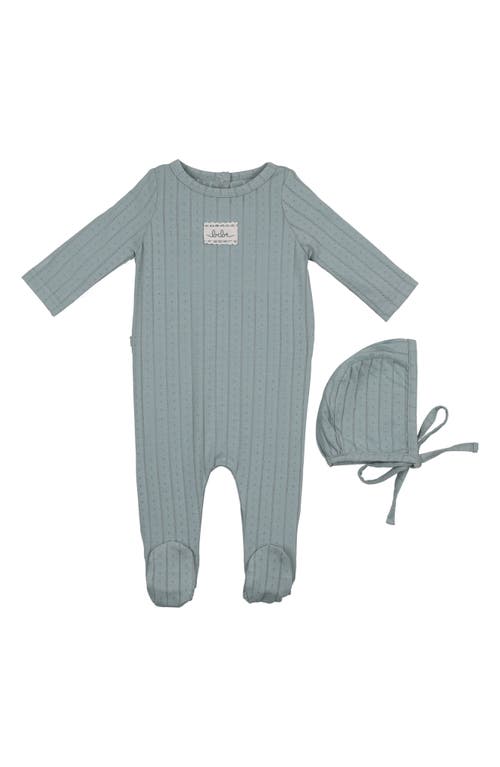 Maniere Manière Bebe Pointelle Footie & Hat Set In Multi