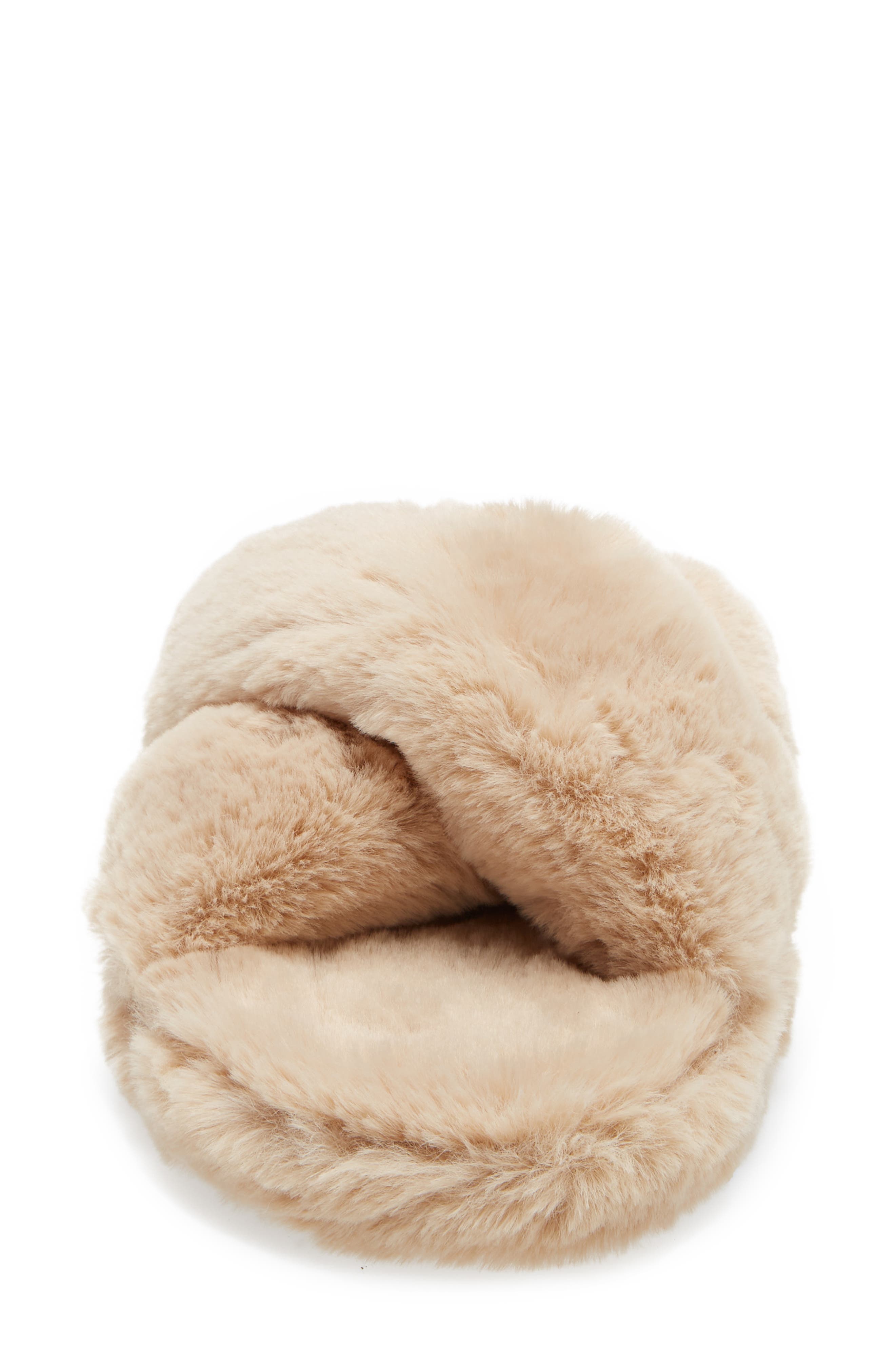Lopply Faux Fur Slipper, Alternate, color, NATURAL WOVEN UNWASHED