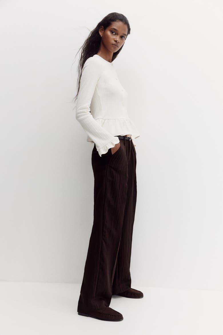 Crinkled Tailored Trousers, Alternate, color, Dark brown