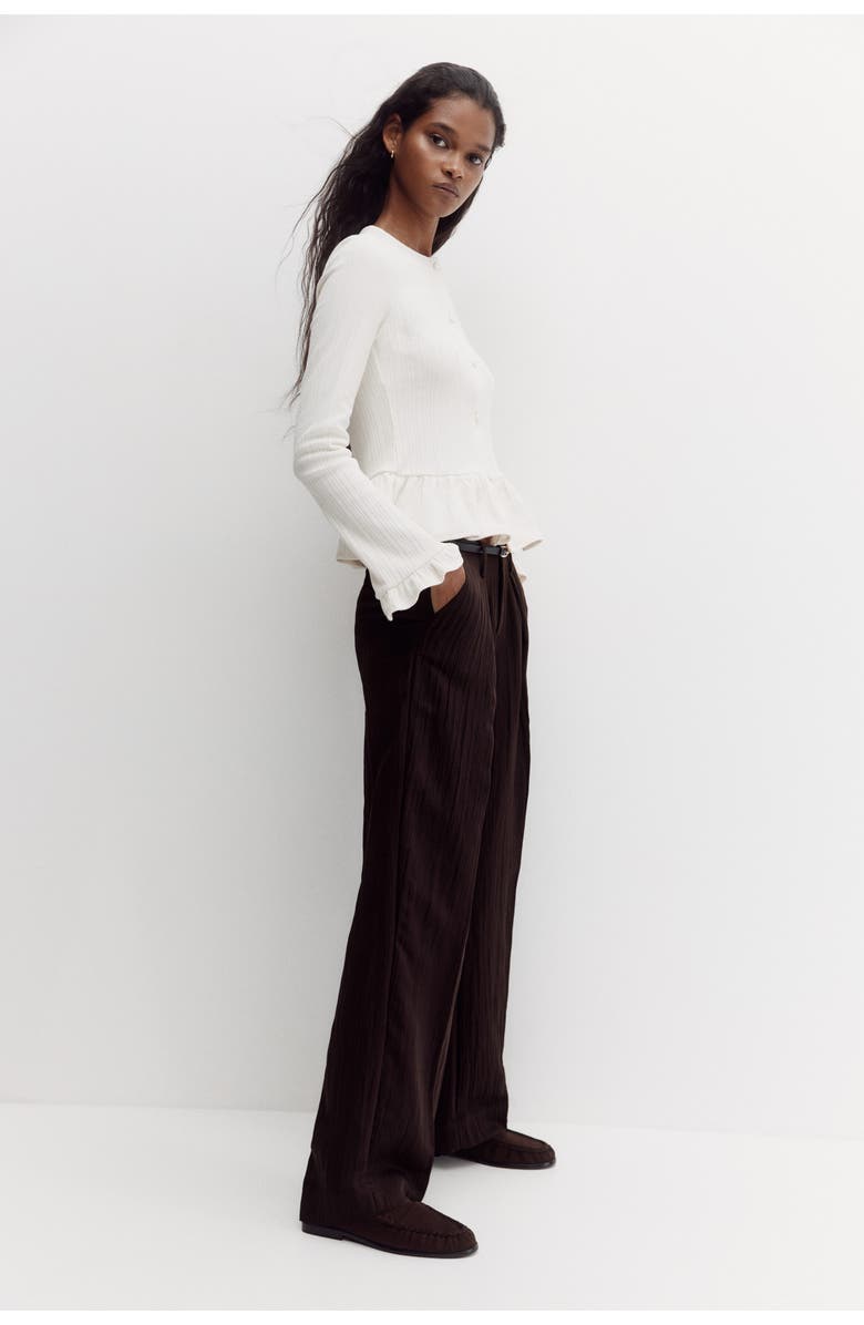 H&M Crinkled Tailored Trousers, Alternate, color, 