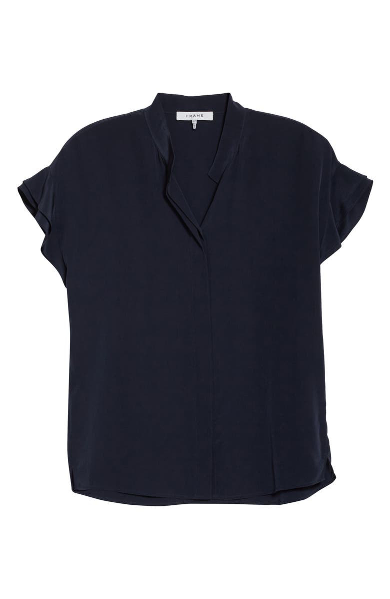 FRAME Flounce Sleeve Silk Blouse, Alternate, color, 