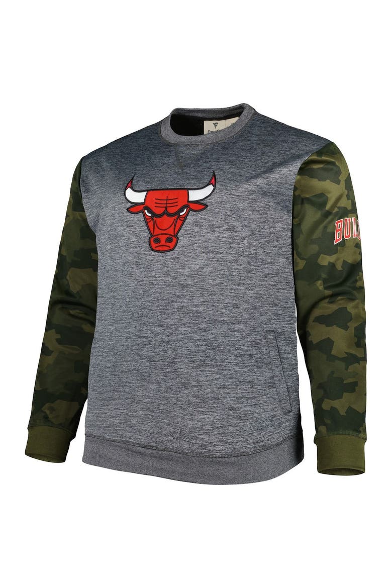 Men's Fanatics Heather Charcoal Chicago Bulls Big & Tall Camo Stitched Sweatshirt, Alternate, color, Heather Charcoal