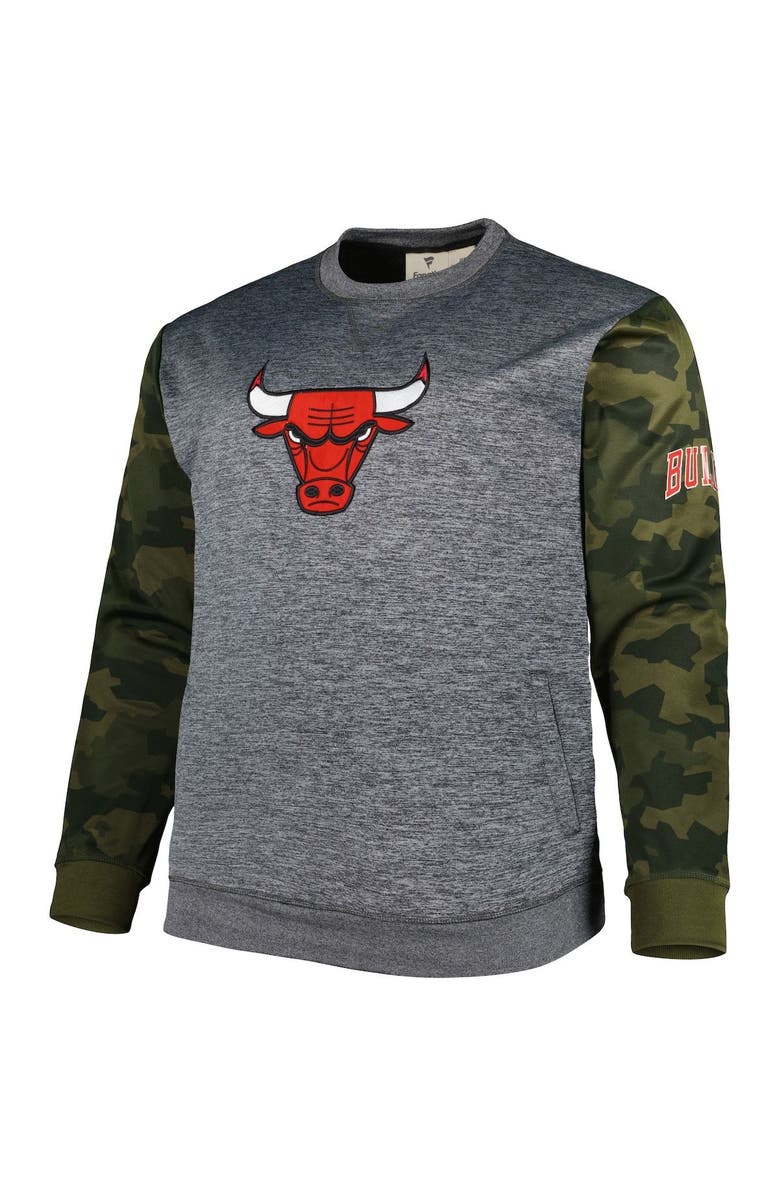 FANATICS Men's Fanatics Heather Charcoal Chicago Bulls Big & Tall Camo Stitched Sweatshirt, Alternate, color, Heather Charcoal