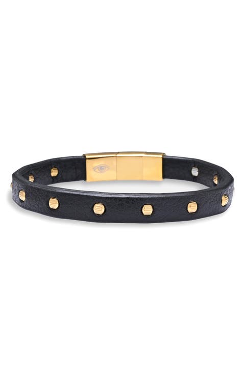 Men's Midnight Studded Leather Bracelet