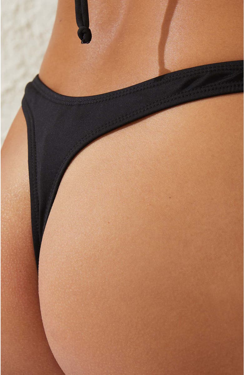 COTTON ON BODY Women's Refined High Side Thong Bikini Bottom, Alternate, color, Black