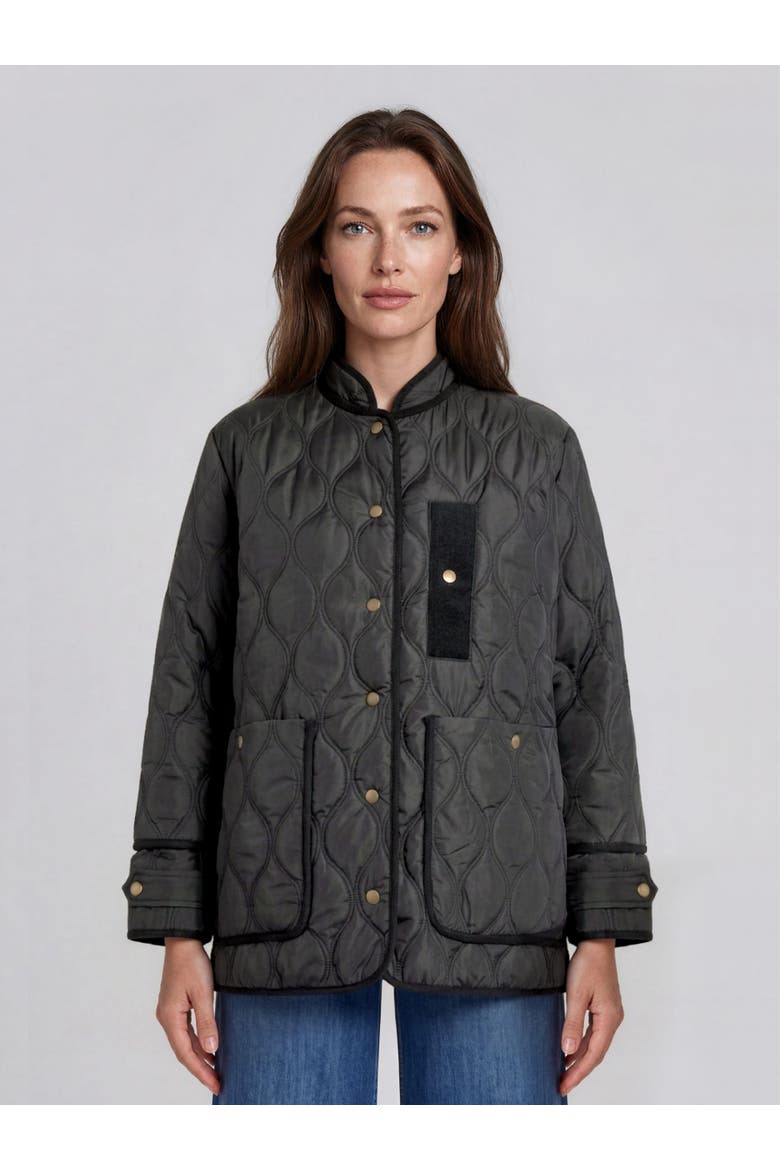 Long Sleeve Padded High Neck Coat, Main, color, Black