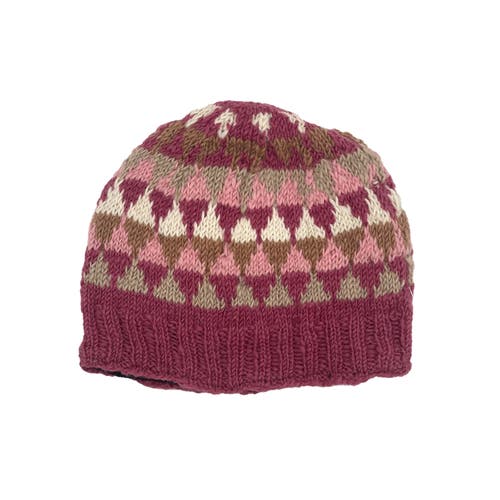 Feelgoodz Hand-knit Jaya Harlequin Wool Beanie Hat In Brown