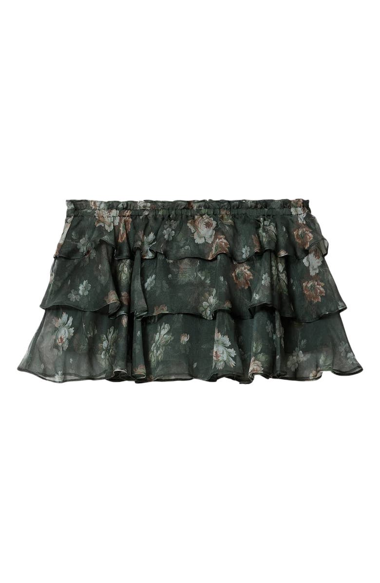 AllSaints Ruffle Silk Skort, Alternate, color, Jardinia Deep Green