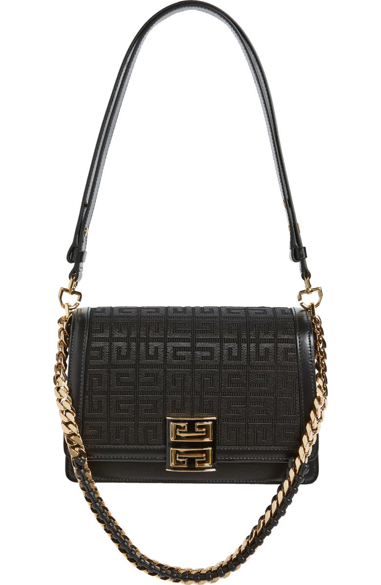 Givenchy Medium 4G Embroidered Canvas & Leather Bag, Main, color,