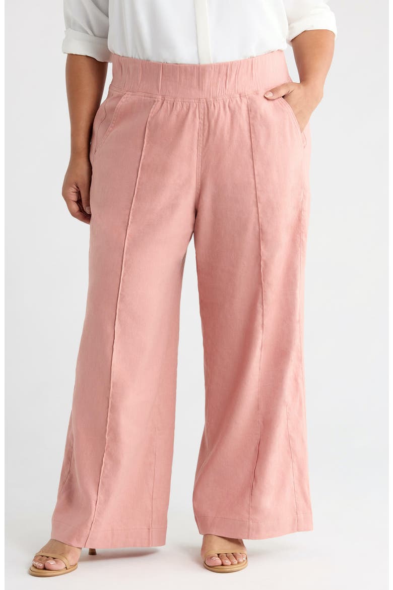 Multitasker Linen Blend Wide Leg Plus Size Pant, Alternate, color, Dusty Rose
