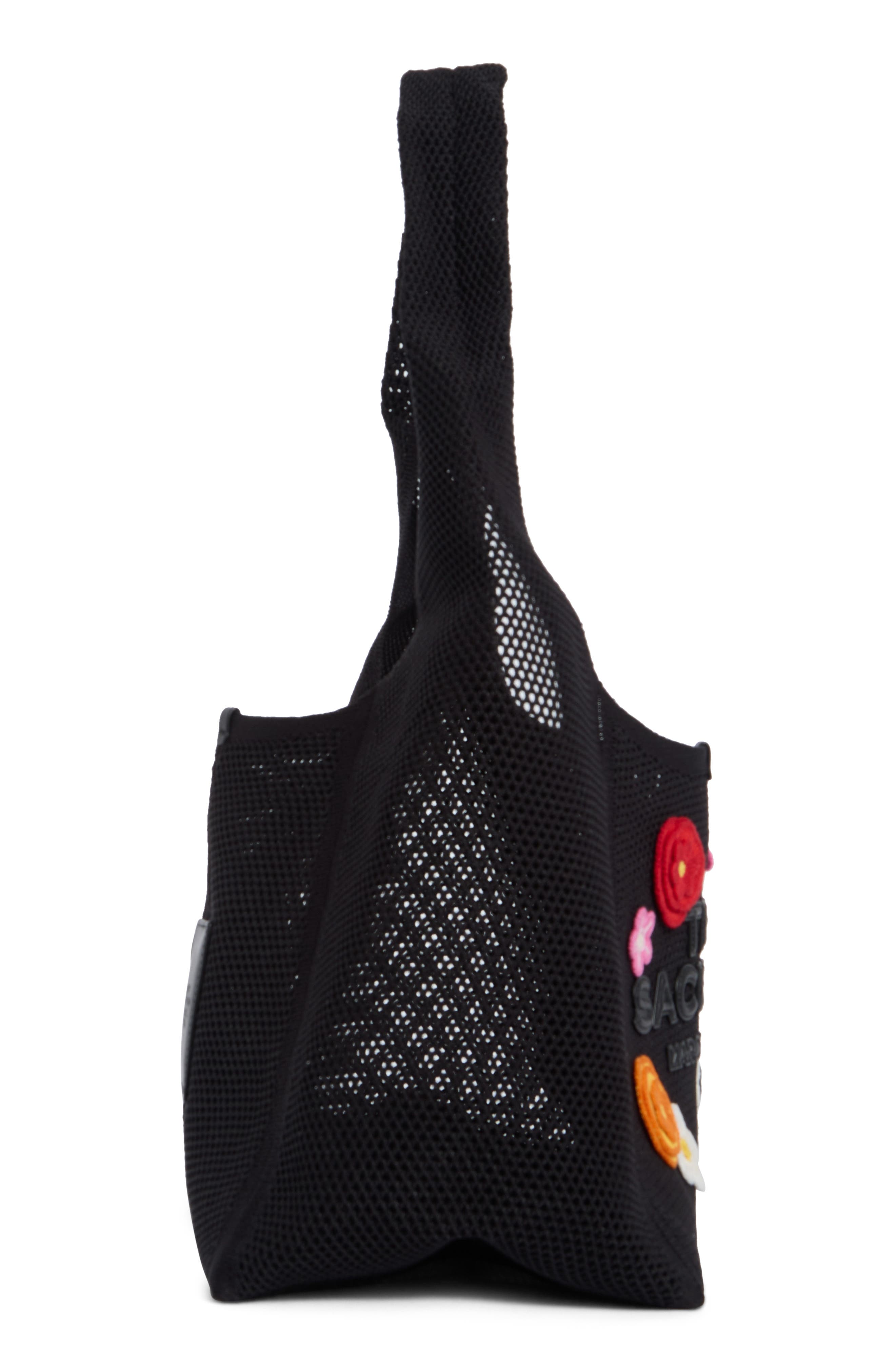 The Sack Floral Appliqu Mesh Tote, Alternate, color, BLACK MULTI