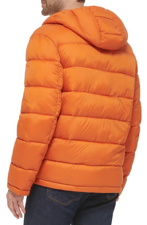 Cole Haan Signature Hooded Nylon Puffer Jacket In Orange