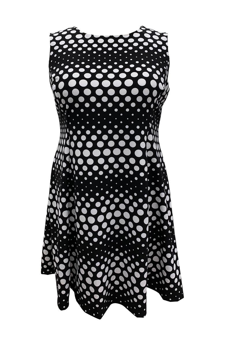 SANDRA DARREN Sleeveless Polka Dot Fit & Flare Dress, Main, color, 