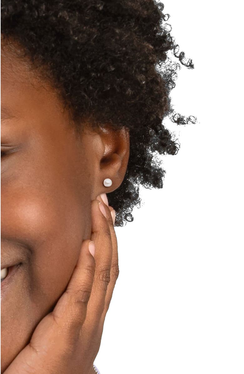 Tiny Blessings 14K Gold 4mm Pearl Studs Screw Back Earrings, Alternate, color, 14K White Gold