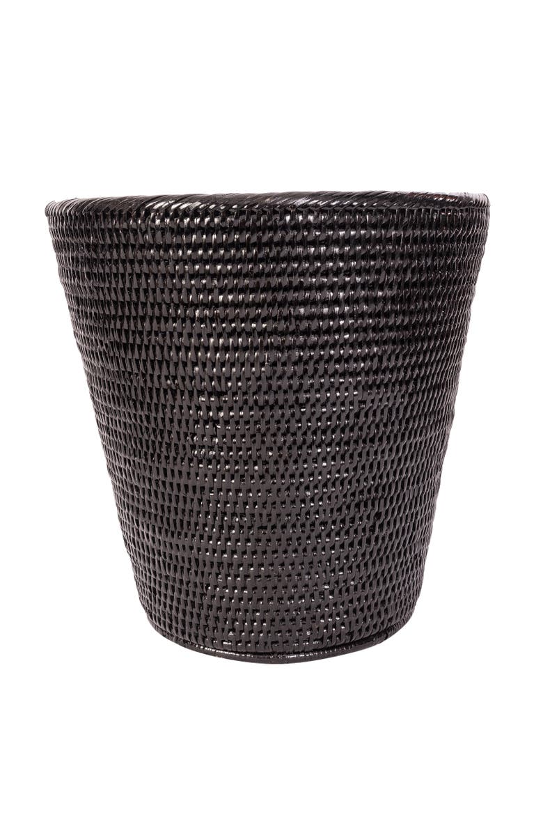 Artifacts Trading Company<sup>™</sup> Artifacts Rattan Round Tapered Waste Basket with Metal Liner, Alternate, color, Tudor Black