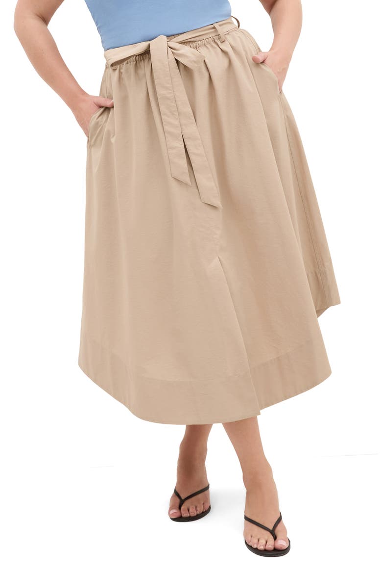 Ally Midi A-Line Skirt, Main, color, TAUPE