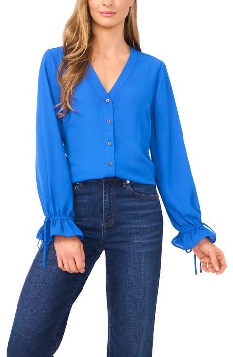 Tie Cuff Button-Up Top