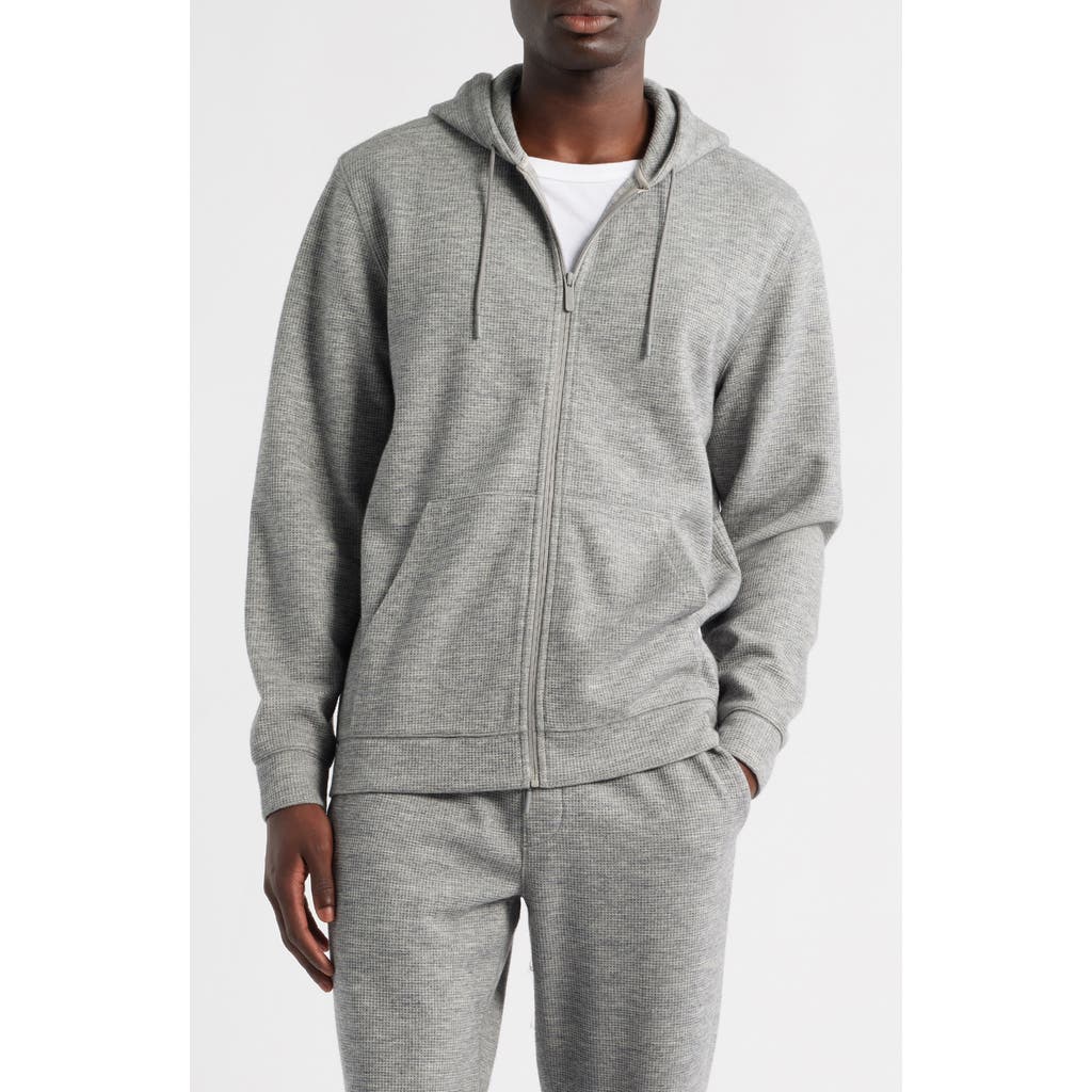Zella Waffle Knit Zip-up Hoodie In Gray