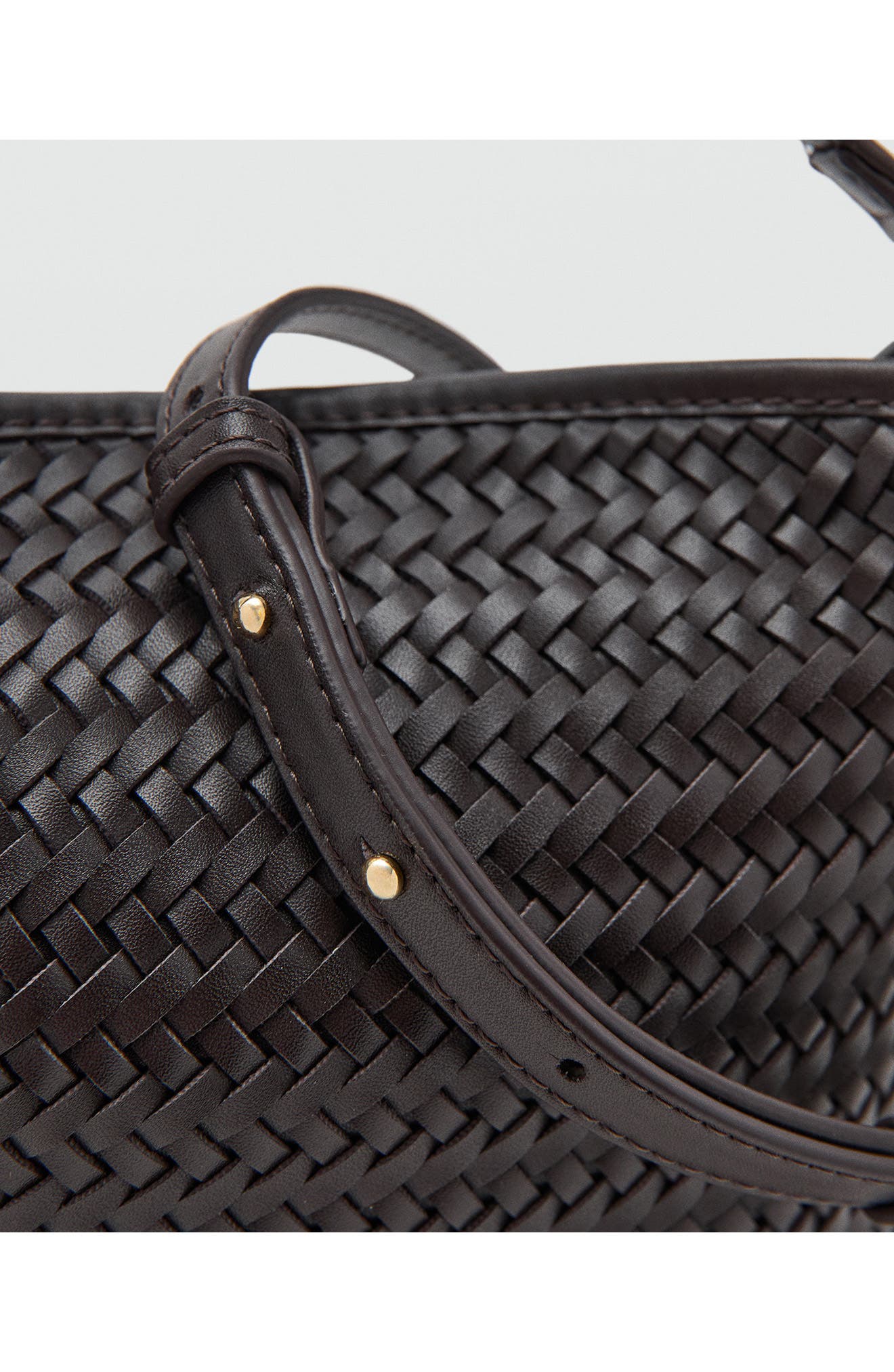 MANGO Small Braided Bucket Bag, Alternate, color, Chocolate
