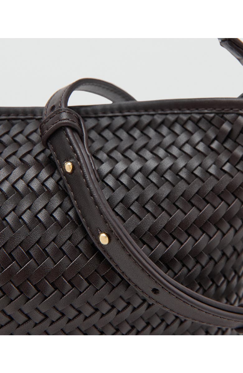 MANGO Small Braided Bucket Bag, Alternate, color, Chocolate