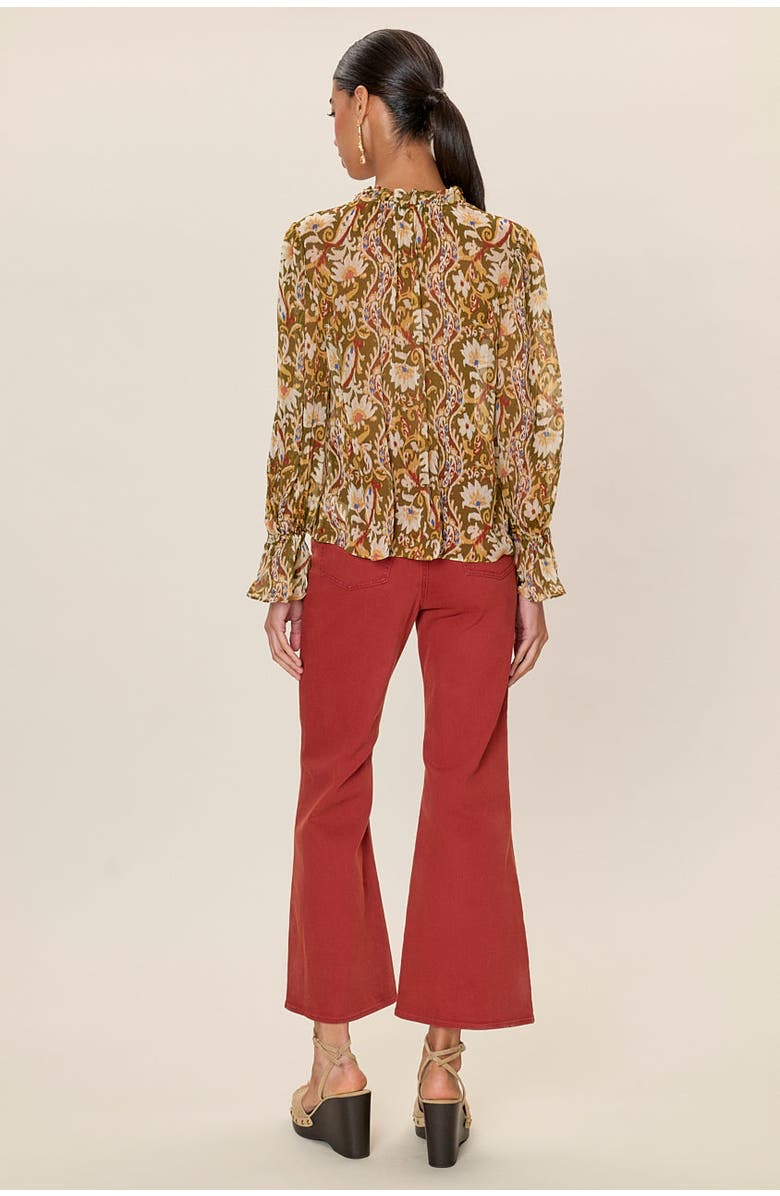 Rebecca Taylor Isha Printed Blouse, Alternate, color, Pesto Combo