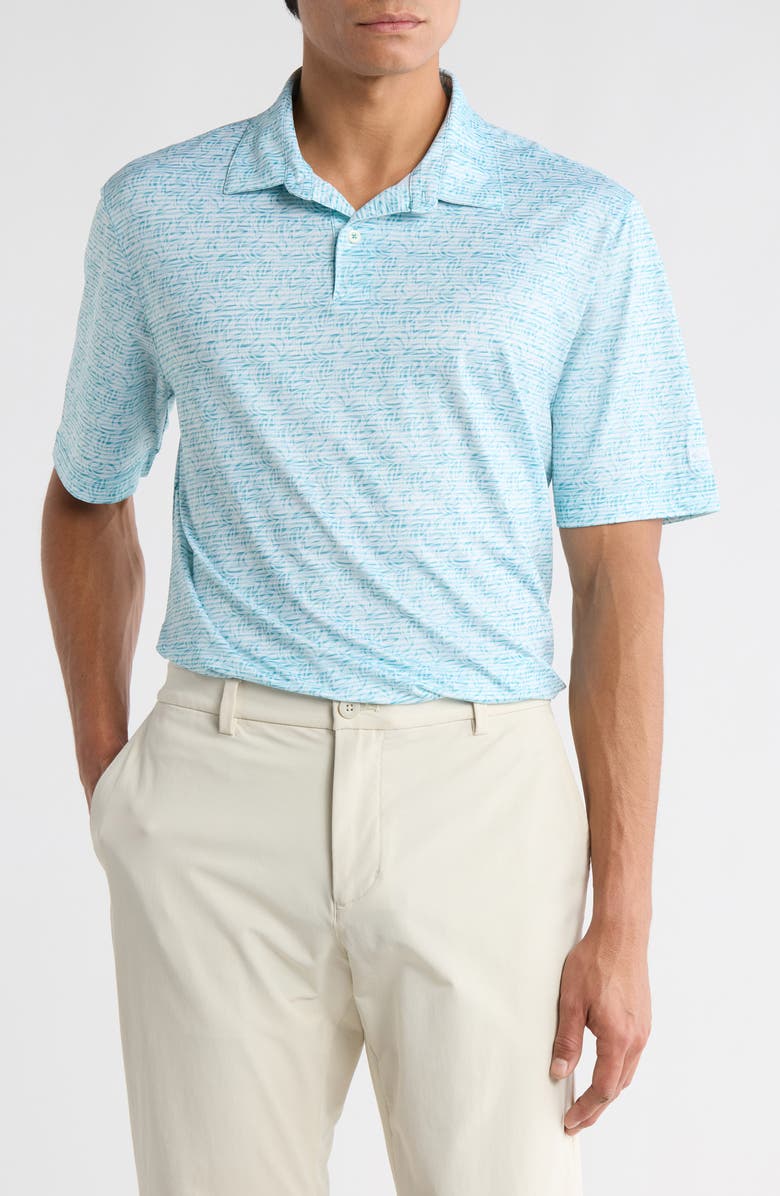 Greg Norman Print Knit Golf Polo, Main, color, Porcelain